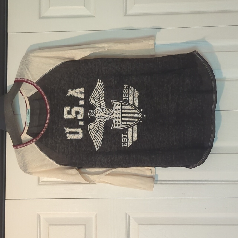 Maurice's USA Raglan burnout 3/4 sleeve shirt